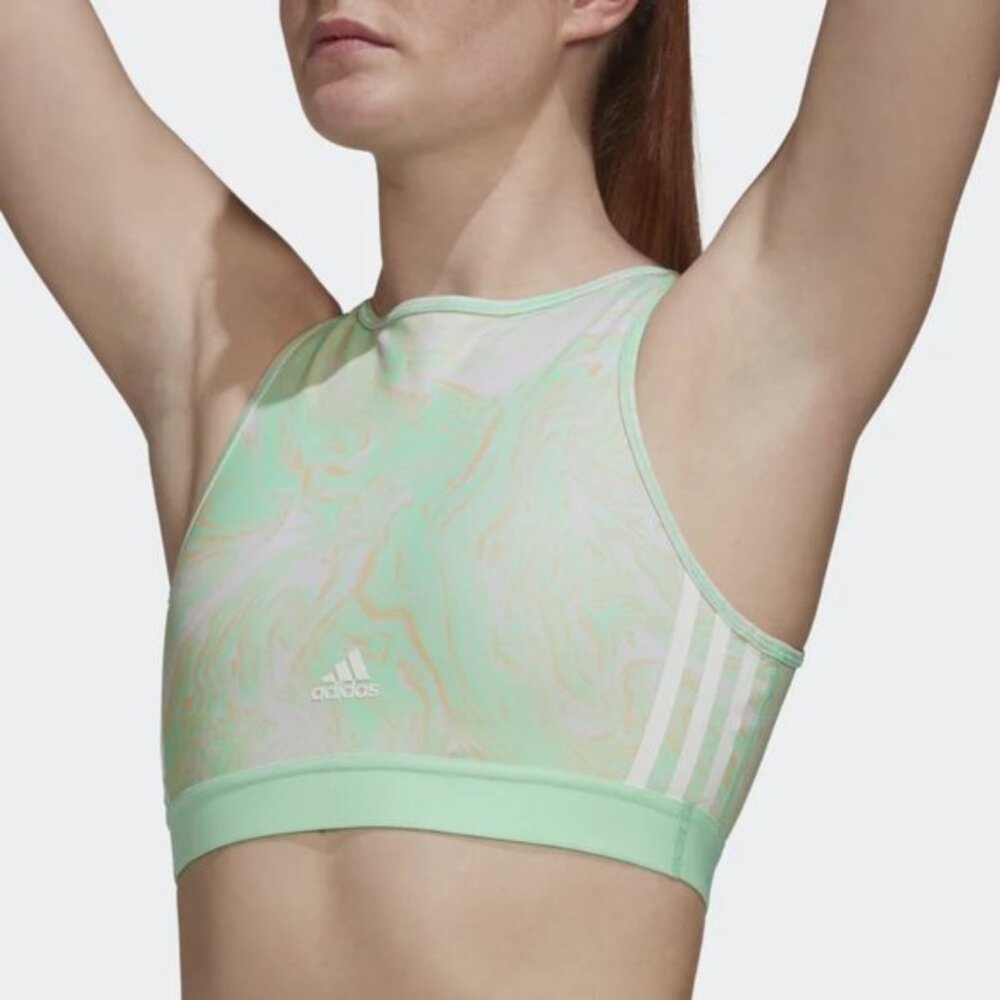 New Hyperglam AEROREADY Training Light Support Marble Print Workout Bra Size 2XL